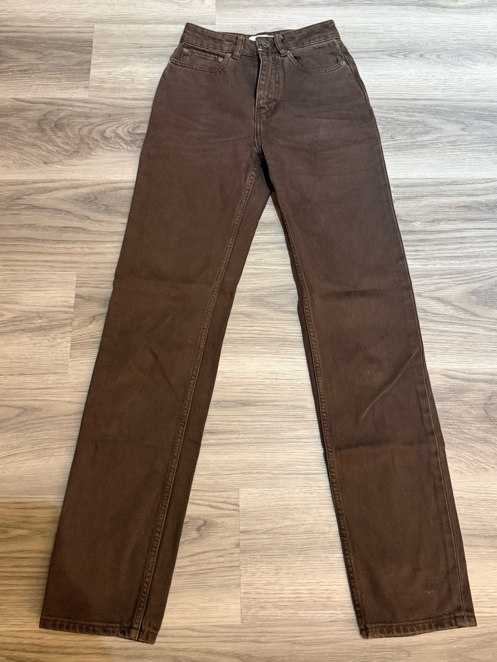 Ganni Slim Straight Jeans in Dark Brown